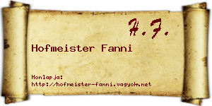 Hofmeister Fanni névjegykártya